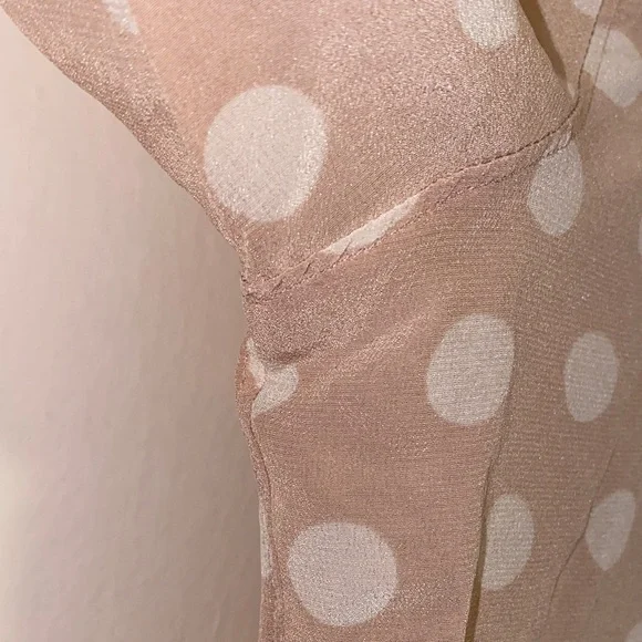 Hartford Alternative Classics 1979 Size 3 Tan Polka Dot Silk Blouse - Picture 7 of 13